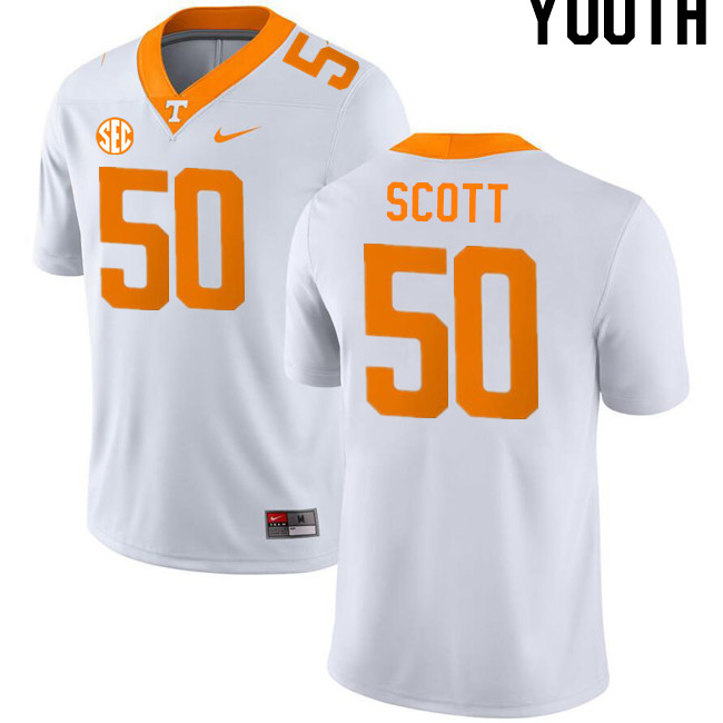 Youth #50 Ryan Scott Tennessee Volunteers College Football Jerseys Stitched-White